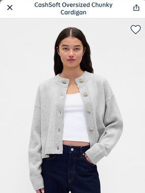 GAP Light Gray CashSoft Oversized Cardigan